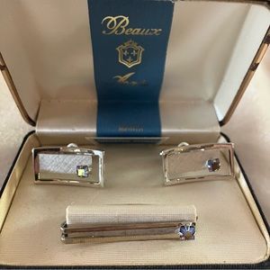 Vintage Men’s Swank Beaux Arts Cuff Links and Tie Clip
